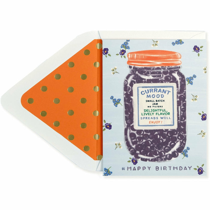 "Current Mood" Fun Mason Jar Print Happy Birthday Card with Envelope - The First Snow