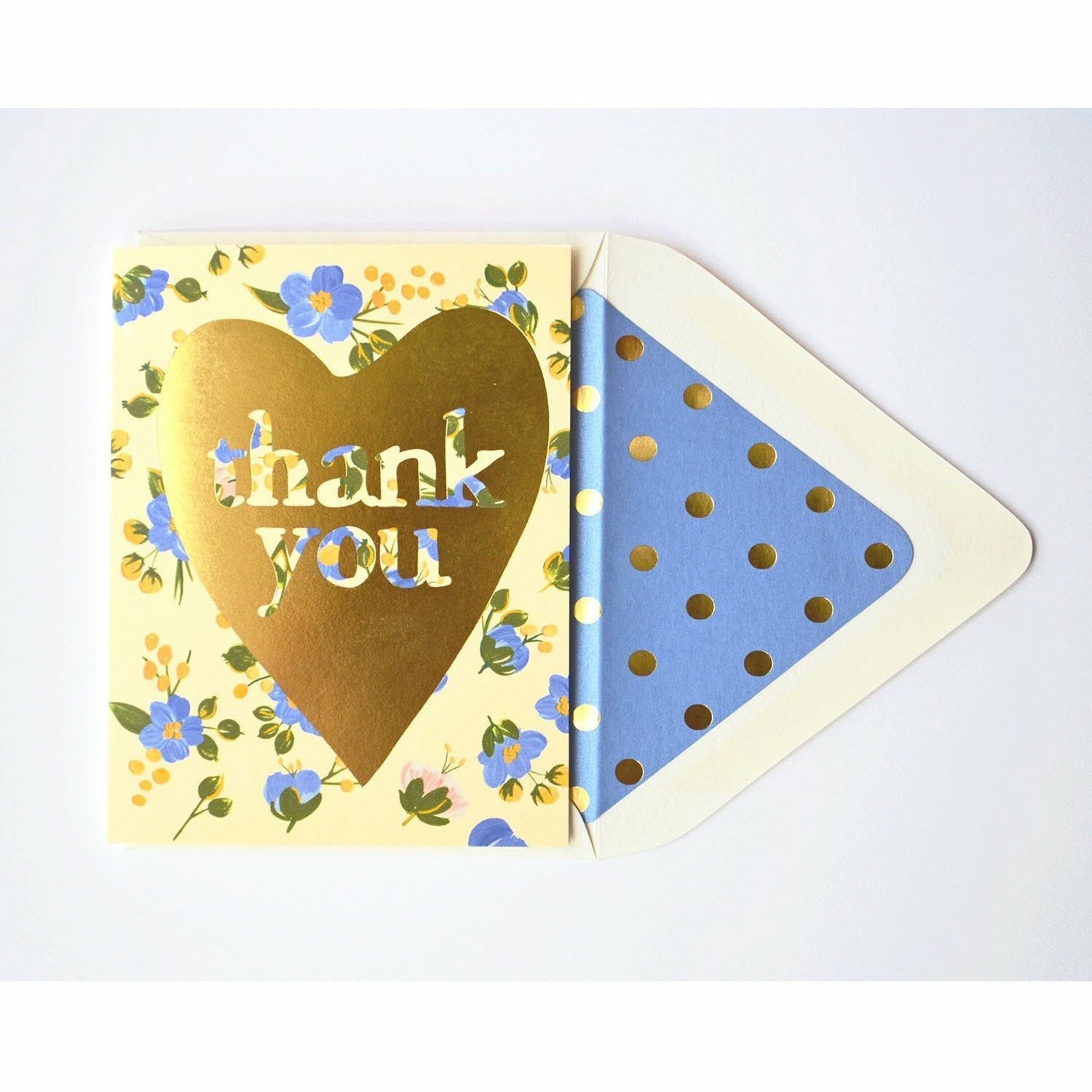 Thank You Gold Heart with Blue Florals - The First Snow