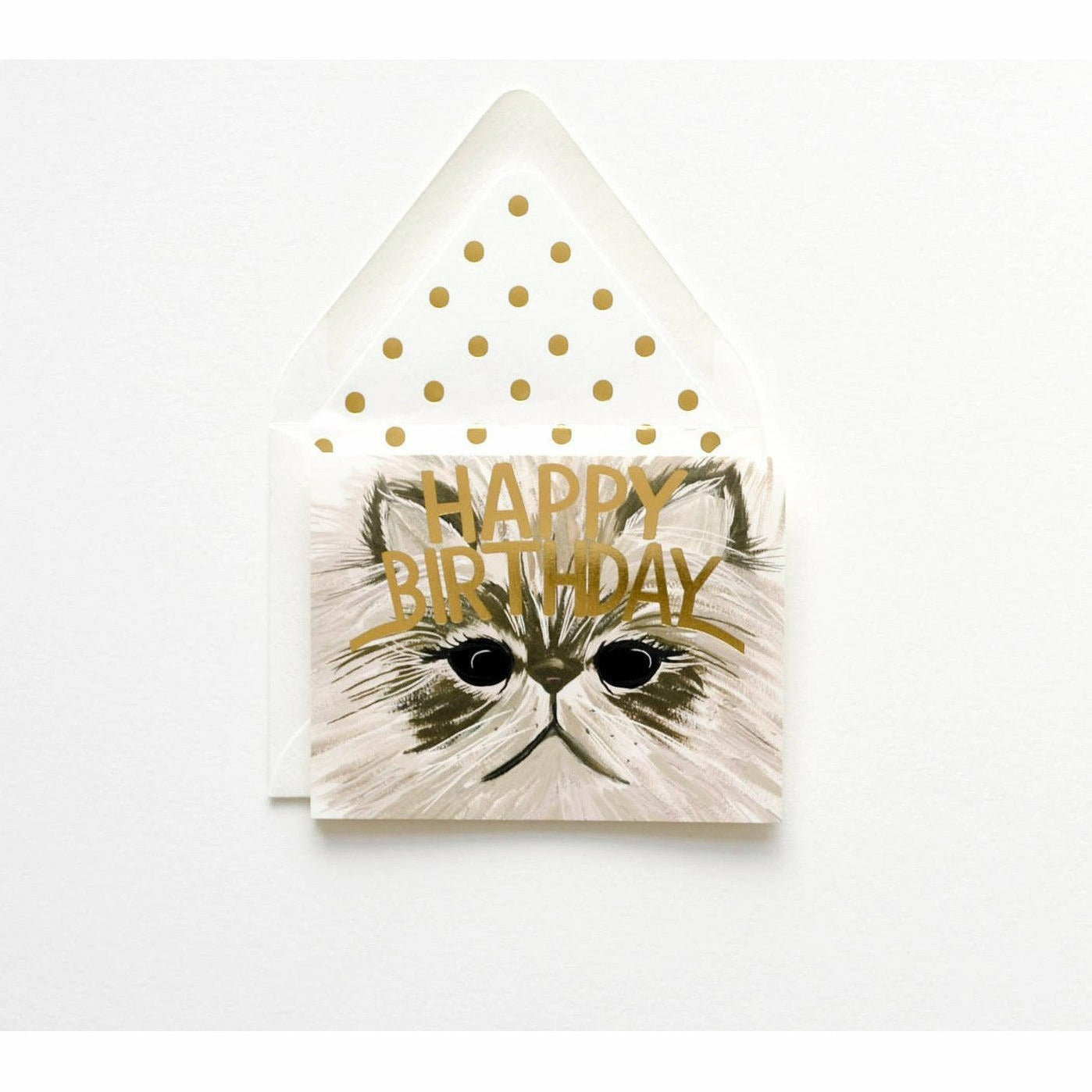 Handsome Cat card with Happy Birthday gold - The First Snow