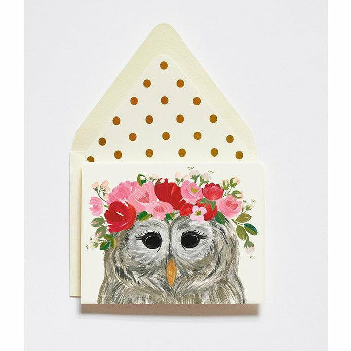 Lady Owl Floral Card by The First Snow - The First Snow