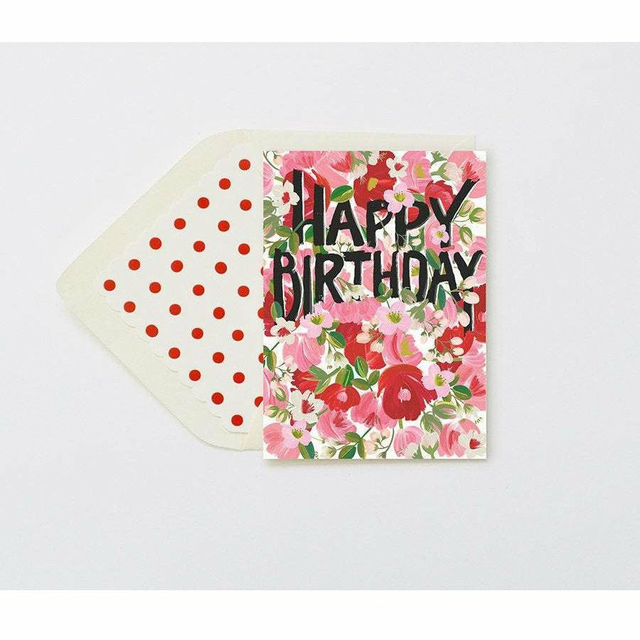 Happy Birthday Red | Pink Blooms Card - The First Snow