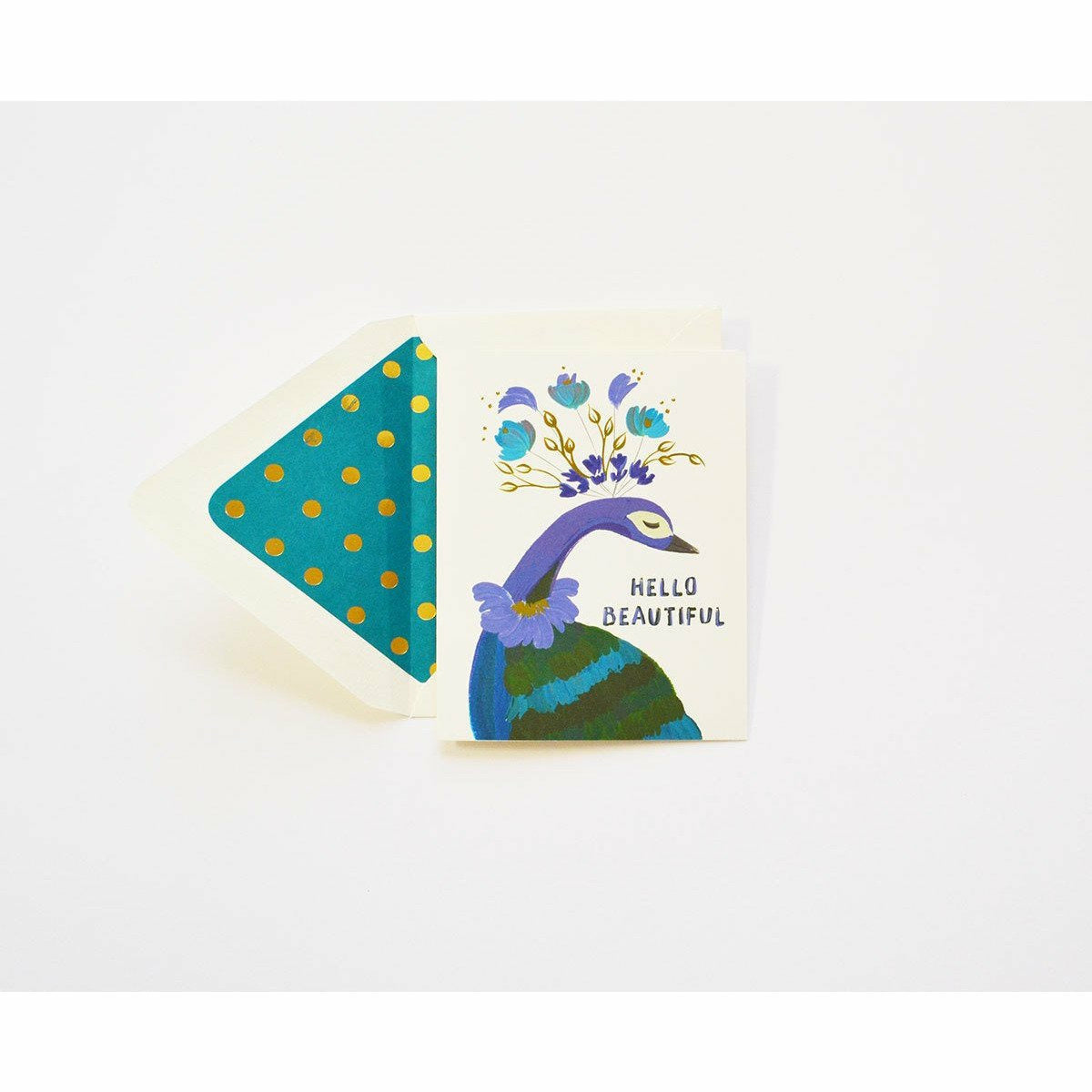 Hello Beautiful Peacock in Teal Card - The First Snow