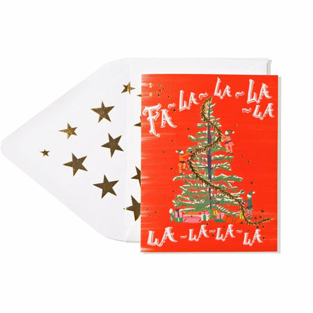 "Fa La La La La" Christmas Card with Festive Christmas Tree - The First Snow