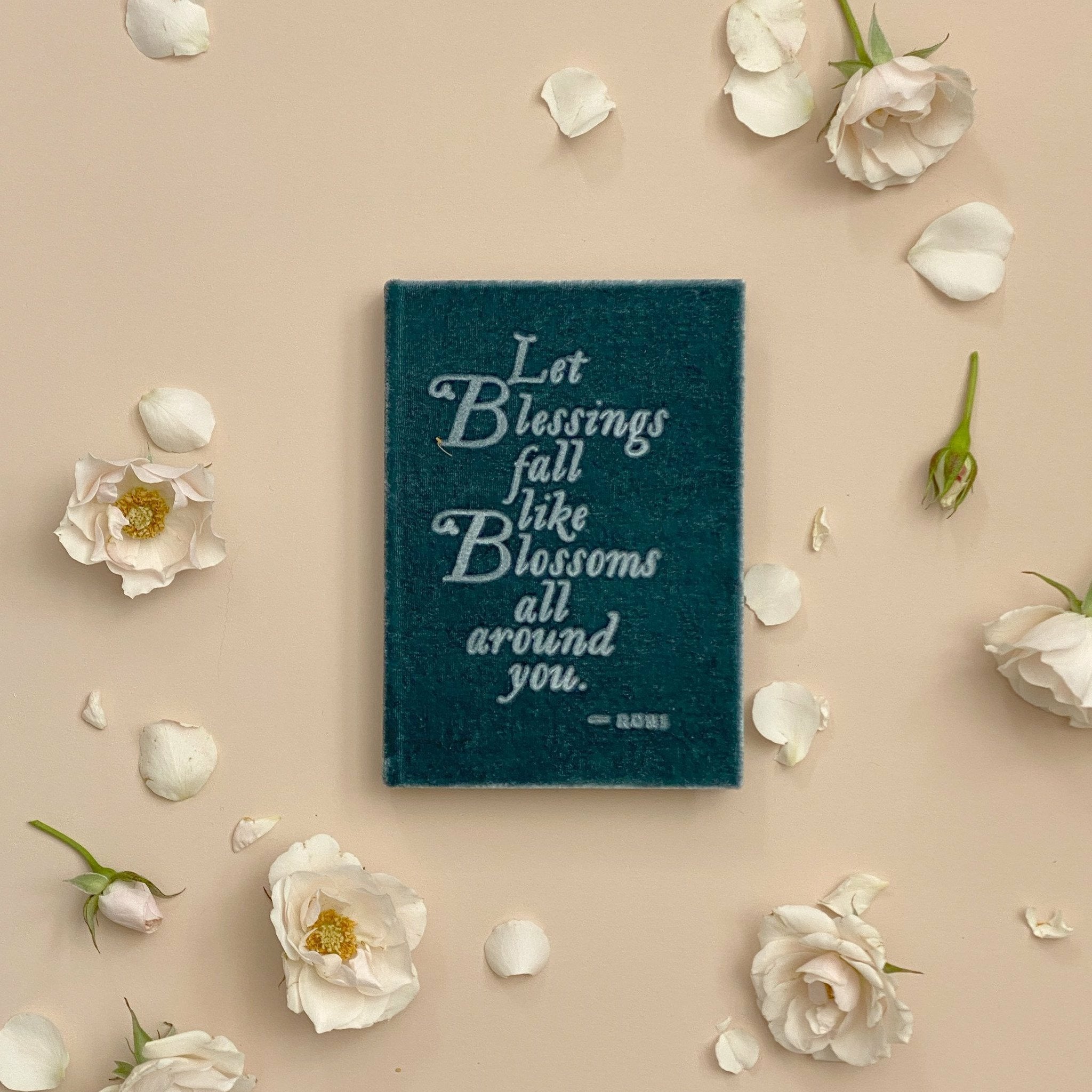 Rumi Quote Petite Soft Velvet-Covered Vows Book for Weddings with Ribbon Bookmark - The First Snow