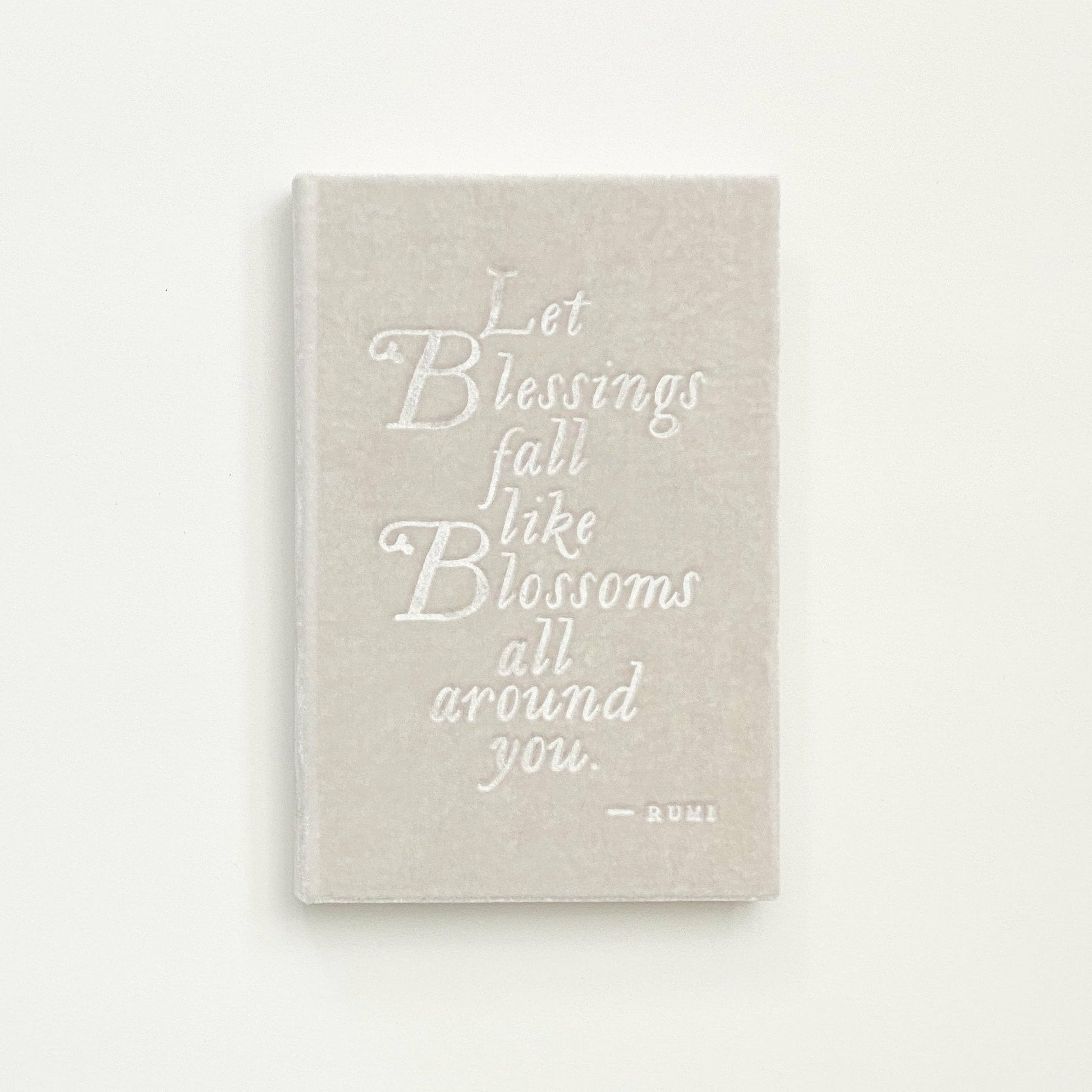 Rumi Quote Blessings Handmade SIlk Velvet-Covered Lined Notebook - The First Snow