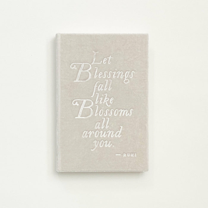 Rumi Quote Blessings Handmade SIlk Velvet-Covered Lined Notebook - The First Snow