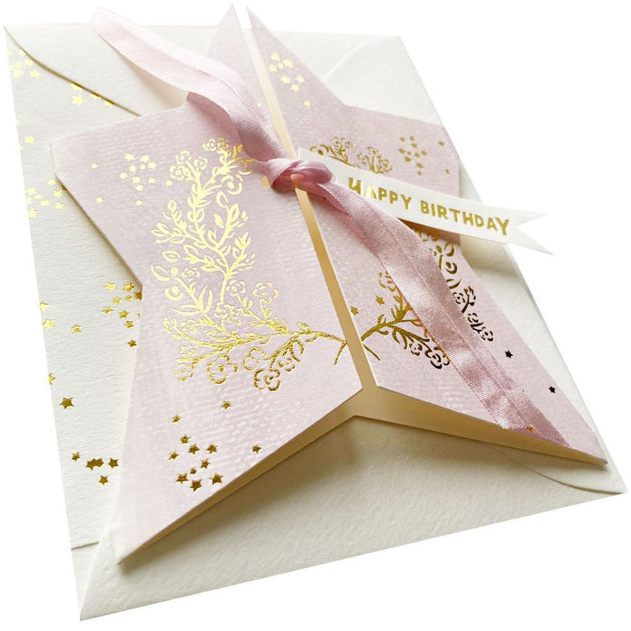 Happy Birthday Lilac and Gold Star Card - The First Snow