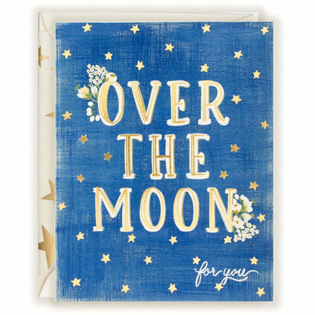 "Over the Moon for You" Star-Studded Cheerful Card with Star-Covered Envelope - The First Snow