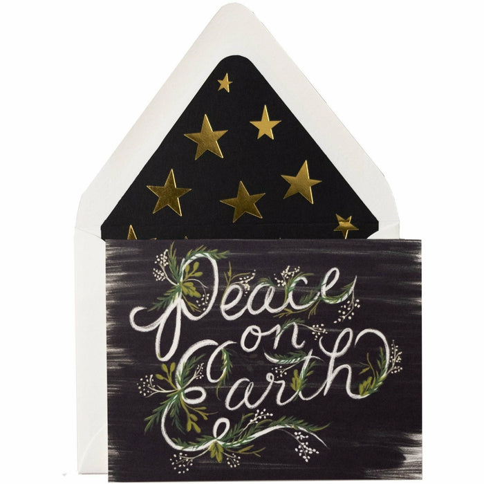 Holiday "Peace on Earth" Card with Gold Star Envelope Included - The First Snow