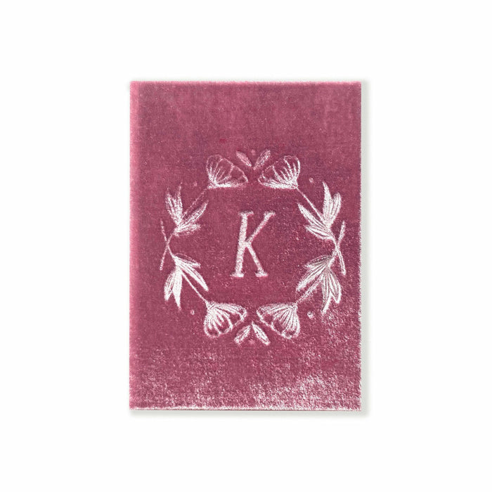 Rosa Petite Silk Velvet Monogram Book with ribbon bookmark - The First Snow