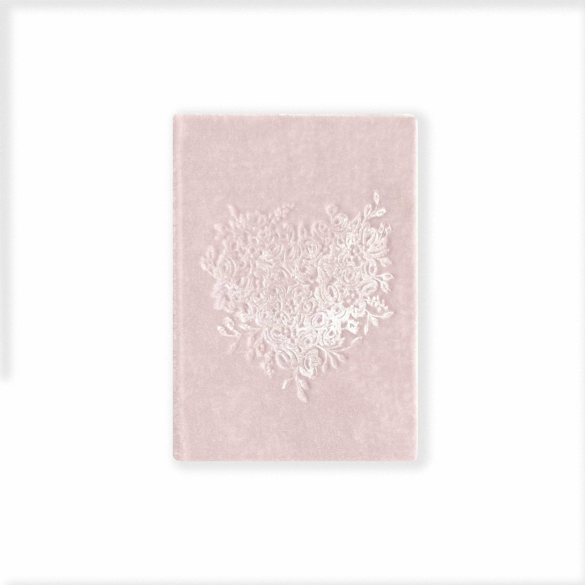 Petite Floral Heart Soft Velvet-Covered Notebook with Lined Pages - The First Snow