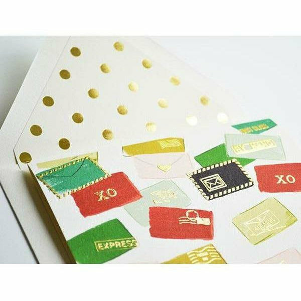 Christmas Letters Card with Matching Gold Polka Dot Envelope - The First Snow