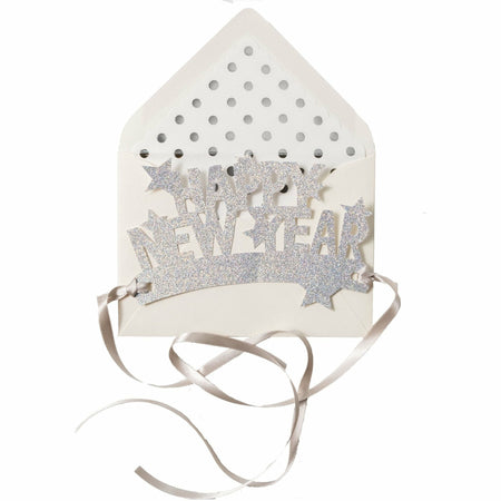 "Happy New Year" Starry Metallic Silver Wearable Paper Crown - The First Snow
